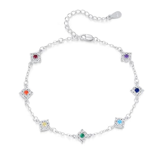 REDSUN Chakra Armband 925 Sterling Silber Irischer Knoten Armband Damen Yoga Schmuck 7 Chakra Armband Verstellbarer Boho Geschenk für Mädchen 3 von REDSUN