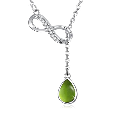 REDSUN Damen Infinity Halskette Unendlich Infinity Anhänger 925 Sterling Silber Tropfen Grünes Juwel Anhänger Geburtstag Valentinstag Weihnachten Schmuck Geschenke für Frauen Freundin Frau Mama von REDSUN
