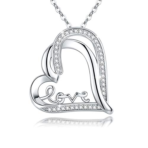 REDSUN Herz Halskette 925 Sterling Silber Kette für immer Ich liebe Sie Halskette mit Zirkon Halskette Schmuck für Mädchen Damen Mutter Tochter Geburtstagsgeschenk von REDSUN