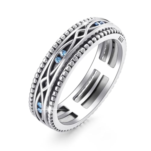 REDSUN Spinner Ring 925 Sterling Silber Angst Ring für Männer Frauen Fidget Ring Schmuck Geschenk für Frauen Männer Jungen Mädchen von REDSUN