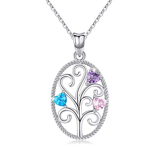 REDSUN Frauen Baum des Lebens Halskette 925 Sterling Silber Multicoloured Crystal Family Tree Anhänger Halskette Baum des Lebens Anhänger für Frauen Frau Tochter Schwestern von REDSUN