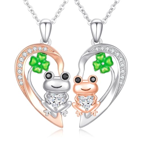 REDSUN Frosch Halskette 925 Sterling Silber Mutter-Tochter-Halskette Frosch Anhänger Halskette Tier Schmuck Geschenke für Damen Mädchen,Mutter-Geburtstagsgeschenk für Mütter 2pcs von REDSUN