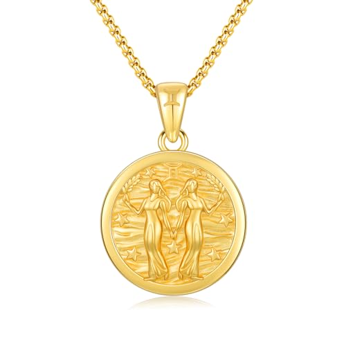 REDSUN Halskette mit Sternzeichen Zwilling 925 Sterling Silber 12 Konstellationen Sternzeichen Stern Halskette Gold Tierkreiszeichen Anhänger Astrologie Horoskop Schmuck Geschenke Für Männer Frauen von REDSUN