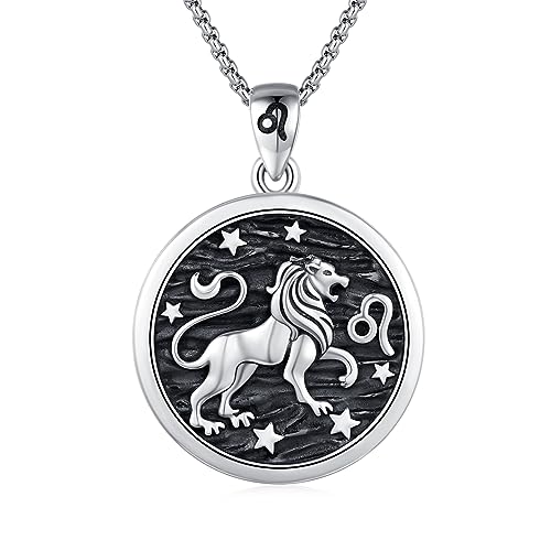 REDSUN Horoskop Halskette 925 Sterling Silber Sternzeichen Löwe Kette Sternzeichen Anhänger 12 Konstellation Oxidierte Halskette Schmuck für Frauen und Mädchen von REDSUN