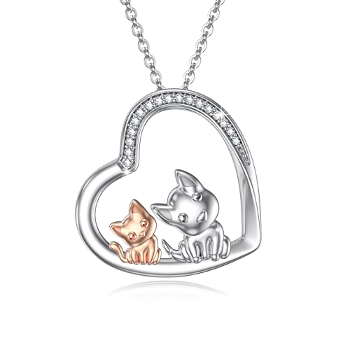 REDSUN Katzen Hunde Halskette Sterling Silber Hunde Kette Herz Kette Pet Hund Schmuck Anhänger für Damen Oma Mama Tochter Freund Freundin Geschenk Geburtstag von REDSUN