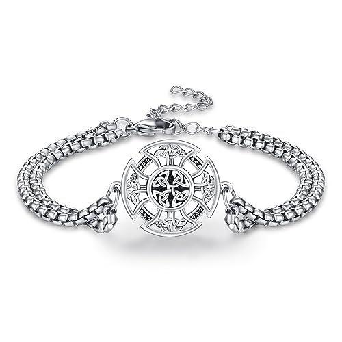 REDSUN Keltisches Armband 925 Sterling Silber Kreuz Armband Keltisches Verstellbar Armbänder Vintage Amulett Schmuck für Herren Männer Damen von REDSUN