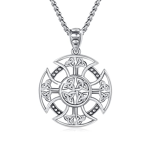 REDSUN Keltisches Halskette 925 Sterling Silber Kreuz Kette Keltisches Kreuz Anhänger Vintage Anhänger Amulett Schmuck für Herren Männer Damen von REDSUN