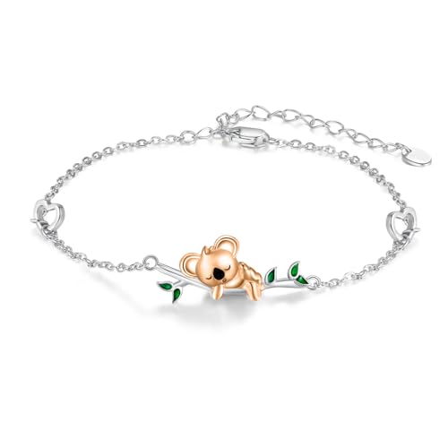 REDSUN Koala Armband 925 Sterling Silber Rosévergoldet Koala Bär Armbänder Niedlicher Koala Schmuck Geschenke Weihnachten Geschenke von REDSUN