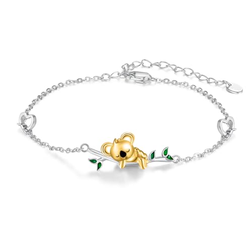 REDSUN Koala Armband 925 Sterling Silber Vergoldet Koala Bär Armbänder Niedlicher Koala Schmuck Geschenke Weihnachten Geschenke von REDSUN