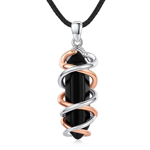 REDSUN Kristall Schlange Kette Sterling Silber Herren Anhänger Gotisch Schmuck Schlange Oxidierte Geschnitzte Textur Gothic Schmuck Geburtstag Weihnachten Schmuck Geschenke für Schlangenliebhaber von REDSUN