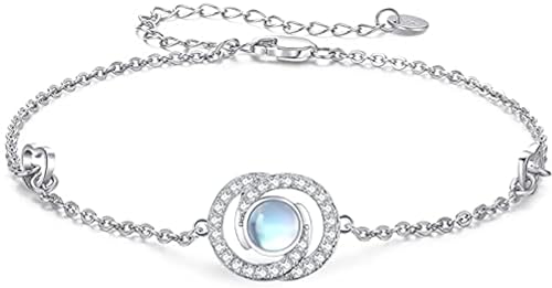 REDSUN Mondstein Armband 925 Sterling Silber Mondstein Armband Mondstein Schmuck Geschenk für Frauen Mädchen Mutter von REDSUN
