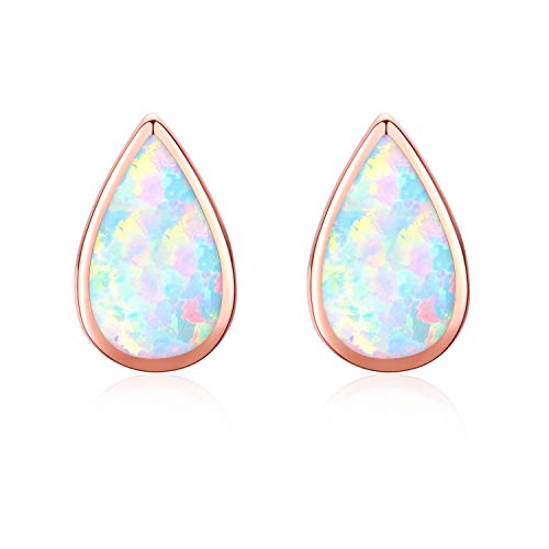 Opal Ohrstecker 925 Sterling Silber Opal Ohrringe für Frauen Opal Wasser Tropfen Ohrstecker Opal Schmuck für Frauen Mädchen Kinder Weihnachten Geburtstag Geschenke mit Geschenkbox von REDSUN