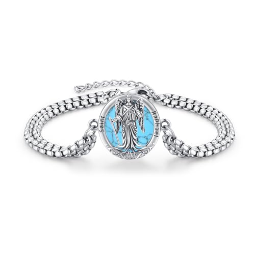 REDSUN Saint Raphael Armband 25 Sterling Silber Türkis Amulett Armband Christlicher Schutzhalskette Schutzpatron Schmuck für Herren Damen von REDSUN