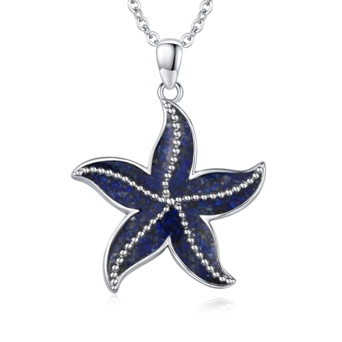 REDSUN Seestern Kette 925 Sterling Silber Stern Anhänger Halskette mit Natürlichen Blau Kies Stein Seestern Ozean Anhänger Schmuck Geschenke für Frauen Maritimer Anhänger für Damen REDSUN Seestern Kette 925 Sterling Silber Stern Anhänger Halskette mit Natürlichen Blau Kies Stein Seestern Ozean Anhänger Schmuck Geschenke für Frauen Maritimer Anhänger für Damen von REDSUN