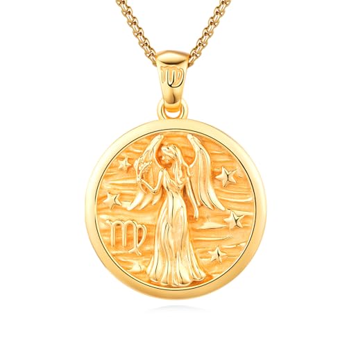 REDSUN Sternzeichen Kette 925 Sterling Silber Sternzeichen Jungfrau mit Halskette Horoskop Sternzeichen Schmuck Geburtstagsgeschenke für Frauen Mädchen Gold von REDSUN