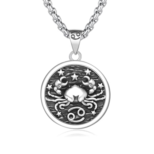 REDSUN Sternzeichen Krebs mit Halskette 925 Sterling Silber 12 Konstellation Kette Sternzeichen Krebs Anhänger Tierkreiszeichen Anhänger für Damen, Herren oder Kinder von REDSUN