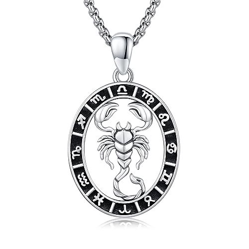 REDSUN Sternzeichen kette 925 Sterling Silber Skorpion-Halskette Sternzeichen Anhänger Halskette Astrologie Horoskop Schmuck für Damen und Mädchen von REDSUN