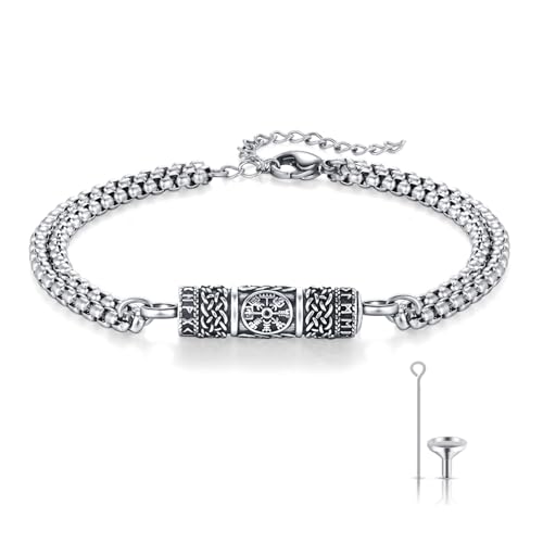 REDSUN Viking Asche Armband 925 Sterling Splitter Keltische Knoten Urnen Armband Nordische Wikinger Runen Amulett Vintage Armband Einäscherung Asche Wikinger Schmuck Geschenke für Frauen von REDSUN