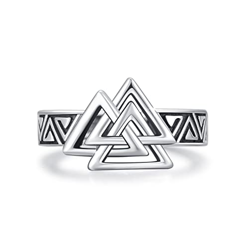 Viking Rune Ring 925 Silber Trinity Knot Triquetra Siegelring Für Frauen Oxidiert Nordischer Wikinger Symbol Ring für Herren Damen von REDSUN