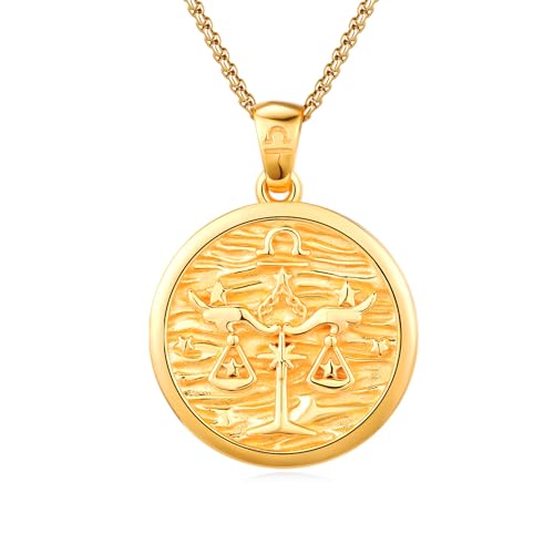 REDSUN Waage-Halskette 925 Sterling Silber 12 Konstellation Kette Horoskop-Schmuck, Geburtstagsgeschenk für Sie, Frauen, Teenager, MädchenSternzeichen-Anhänger-Halsketten für Frauen（Gold） von REDSUN