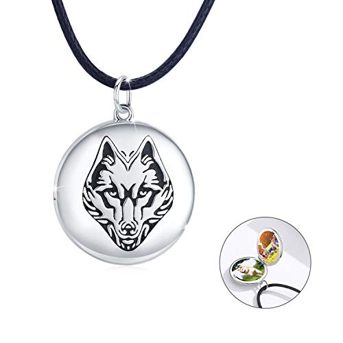 REDSUN Wolf Kopf Medaillon Halskette 925 Sterling Silber Foto Amulett Halskette Amulett Medaillon mit Foto Wolf Halskette Amulett Schmuck Geschenke für Männer Frauen REDSUN Wolf Kopf Medaillon Halskette 925 Sterling Silber Foto Amulett Halskette Amulett Medaillon mit Foto Wolf Halskette Amulett Schmuck Geschenke für Männer Frauen von REDSUN