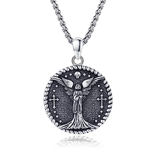 Sensenmann Kette 925 Sterling Silber Gothic Reaper Halskette Reaper Sense Schädel Anhänger Amulett Schutz Halskette Halloween Schmuck Sensenmann Geschenk für Damen Männer von REDSUN