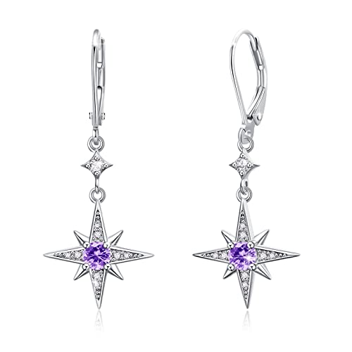 Stern Ohrringe 925 Sterling Silber Tropfen Ohrringe Achtzackiger Stern Hänge Ohrringe Lila Geburtsstein Schmuck für Mädchen Mutter Damen Stern Ohrringe 925 Sterling Silber Tropfen Ohrringe Achtzackiger Stern Hänge Ohrringe Lila Geburtsstein Schmuck für Mädchen Mutter Damen von REDSUN