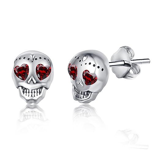 Totenkopf Ohrringe 925 Sterling Silber Halloween Ohrstecker Klein Halloween Totenkopf Ohrringe Schädel Anhänger Goth für Mädchen Herren Sohn Teenager Geschenk von REDSUN