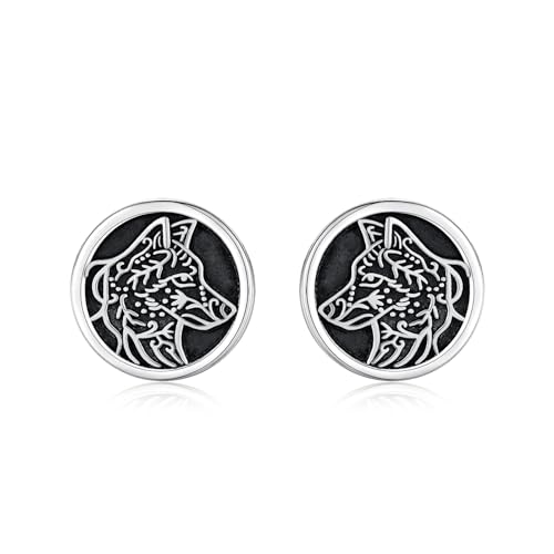 Wolf Ohrringe 925 Sterling Silber Wolf Ohrstecker Wikinger Wolf Ohrstecker Tier Ohrringe Wolf Schmuck für Unisex Herren Mutter Mama Mädchen Damen Teenager Geschenk von REDSUN