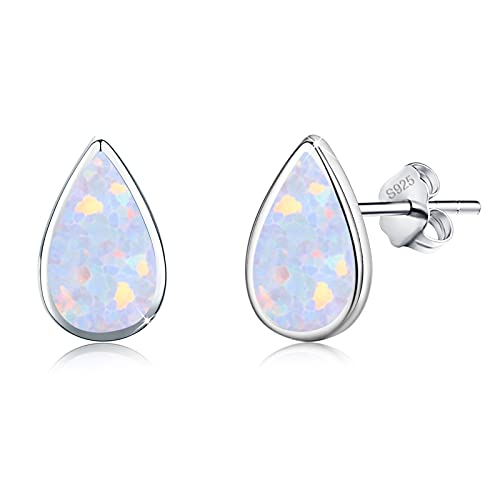 REDSUN Opal Ohrringe 925 Sterling Silber Weiß Opal Tropfen Ohrstecker Opal Schmuck Geschenke für Frauen Mädchen Kinder von REDSUN