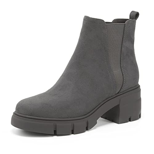 REDTOP Damen Chelsea Boots Elastic Chunky Block Heel Platform Lug Sole Ankle Booties, grau, 41 EU REDTOP Damen Chelsea Boots Elastic Chunky Block Heel Platform Lug Sole Ankle Booties, grau, 41 EU von REDTOP