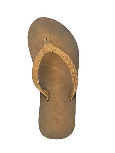 REDVOLUTION Klassische geflochtene Strandsandalen für Mädchen, lässig, Flip-Flop, Surfer, Mädchen, CAMEL, 4 Big Kid von REDVOLUTION