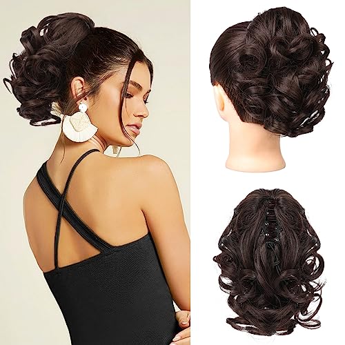REECHO Pferdeschwanz Haarverlängerung, 23 cm Kurze lockige gewellte Haarklammer Haarteil Pferdeschwänze Haarverlängerungen Haarteile für Frauen Ponytail Extension - Dunkelbraun REECHO Pferdeschwanz Haarverlängerung, 23 cm Kurze lockige gewellte Haarklammer Haarteil Pferdeschwänze Haarverlängerungen Haarteile für Frauen Ponytail Extension - Dunkelbraun von REECHO