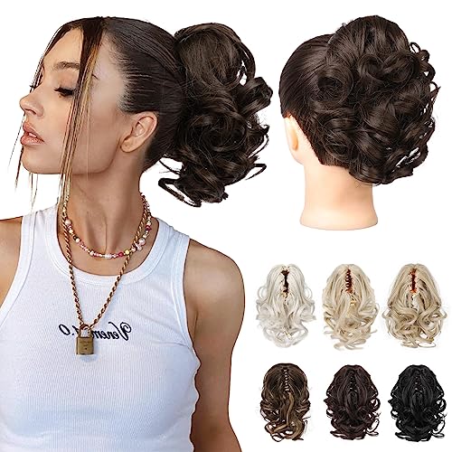 REECHO Pferdeschwanz Haarverlängerung, 23 cm Kurze lockige gewellte Haarklammer Haarteil Pferdeschwänze Haarverlängerungen Haarteile für Frauen Ponytail Extension - Dunkles Schokoladenbraun REECHO Pferdeschwanz Haarverlängerung, 23 cm Kurze lockige gewellte Haarklammer Haarteil Pferdeschwänze Haarverlängerungen Haarteile für Frauen Ponytail Extension - Dunkles Schokoladenbraun von REECHO