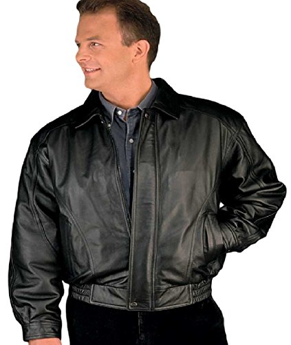 REED Echte Lederjacke im Bomber-Stil für Herren Klein Schwarz von REED