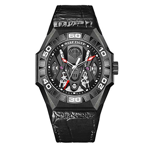 REEF TIGER Herren Tourbillon Automatik mit Edelstahl Armband RGA6912 (RGA6912-BBBL) von REEF TIGER