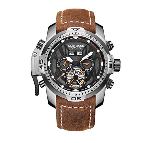 REEF TIGER Herren Uhr Automatik mit Kautschuk Armband RGA3532-YBRO von REEF TIGER