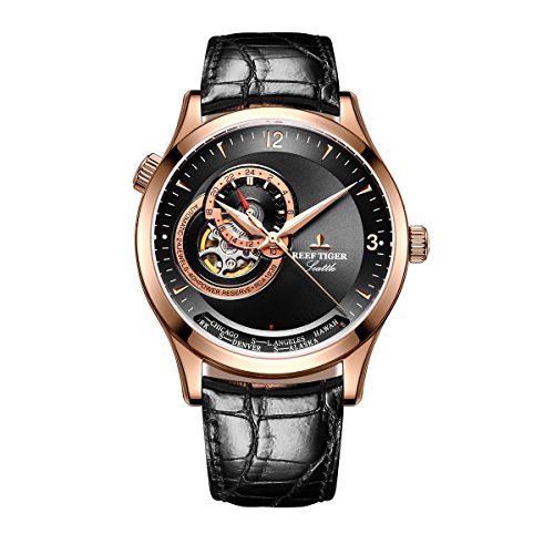 REEF TIGER Herren Uhr analog Automatik mit Leder Armband RGA1693-PBB von REEF TIGER