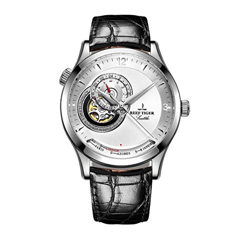 REEF TIGER Herren Uhr analog Automatik mit Leder Armband RGA1693-YWB von REEF TIGER