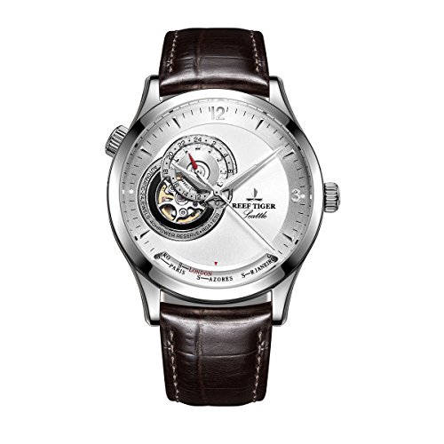 REEF TIGER Herren Uhr analog Automatik mit Leder Armband RGA1693-YWS1 von REEF TIGER