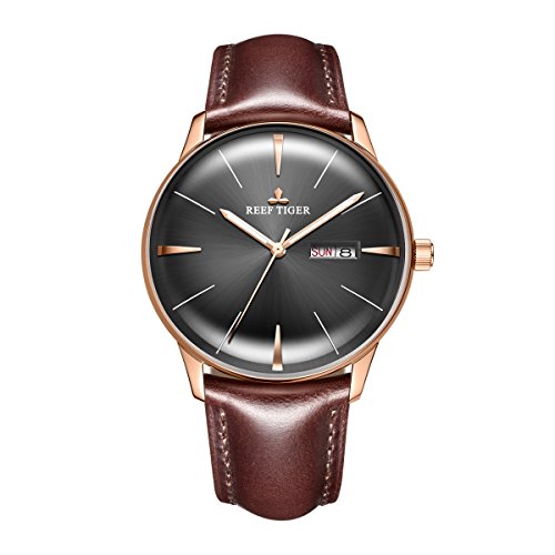 REEF TIGER Herren Uhr analog Automatik mit Leder Armband RGA8238-PBSH von REEF TIGER