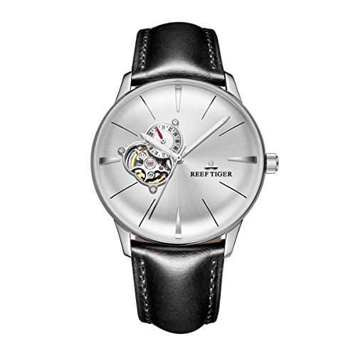 REEF TIGER Herren Uhr analog Automatik mit Leder Armband RGA8239-YWBH von REEF TIGER