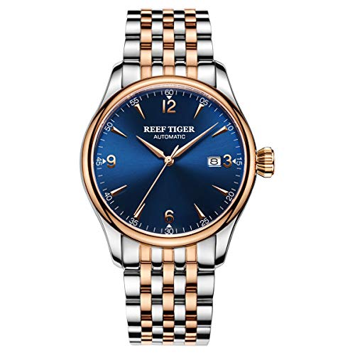 REEF TIGER Herren Uhr analog Automatik mit Zweifarbiges Edelstahl Armband RGA823G-PLT von REEF TIGER