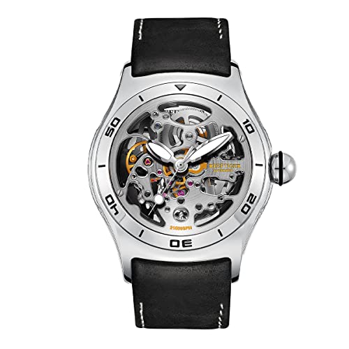 REEF TIGER Top-Marke Luxus-Skelett automatische mechanische Uhr für Herren Stahl Sport Herren Leder Armbanduhren RGA70S7-2 (RGA70S7-2-YBB) von REEF TIGER