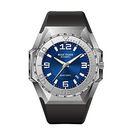 REEF TIGER Herren Taucheruhr analog Automatik mit Kautschuk Armband RGA6903 (RGA6903-YLBR) von REEF TIGER