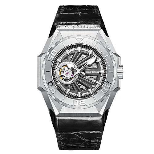 REEF TIGER Herren Tourbillon Automatik mit Edelstahl Armband RGA6903S (RGA6903S-YGBL) von REEF TIGER