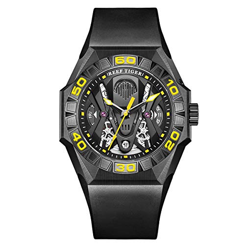 REEF TIGER Herren Tourbillon Automatik mit Edelstahl Armband RGA6912 (RGA6912-BBGR) von REEF TIGER