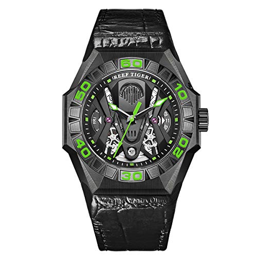 REEF TIGER Herren Tourbillon Automatik mit Edelstahl Armband RGA6912 (RGA6912-BBNL) von REEF TIGER