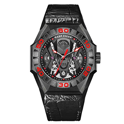 REEF TIGER Herren Tourbillon Automatik mit Edelstahl Armband RGA6912 (RGA6912-BBRL) von REEF TIGER