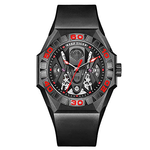 REEF TIGER Herren Tourbillon Automatik mit Edelstahl Armband RGA6912 (RGA6912-BBRR) von REEF TIGER